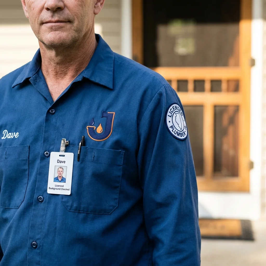 Licensed plumber showing ID badge in Pikeville, KY
