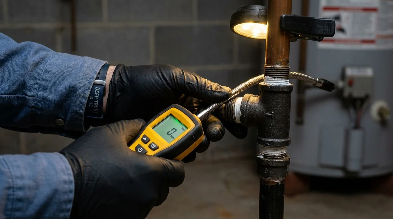 Gas leak detection with electronic sniffer by Johns Plumbing LLC in Pikeville