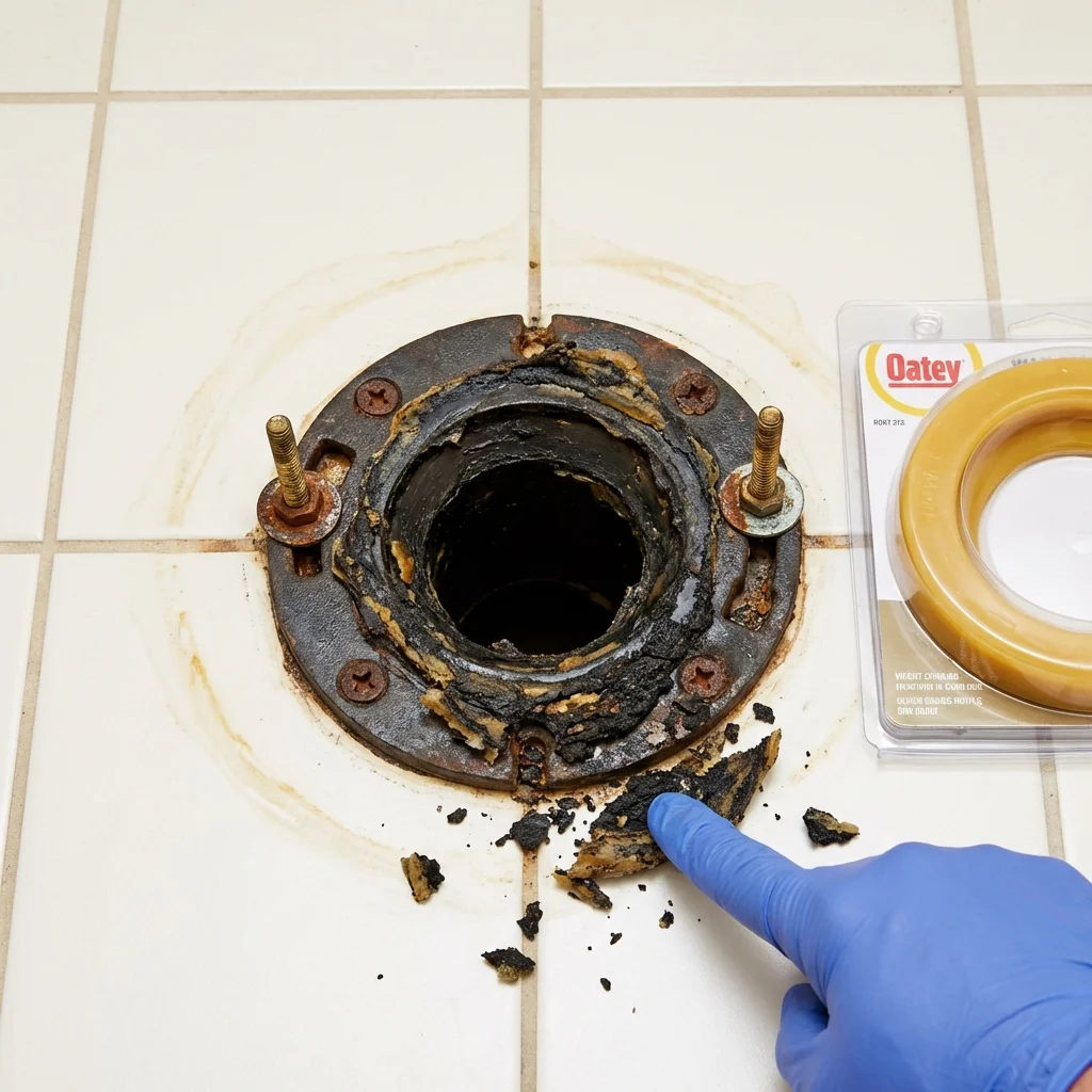 Failed wax ring showing water seepage at the base of a toilet in a Pikeville, KY home